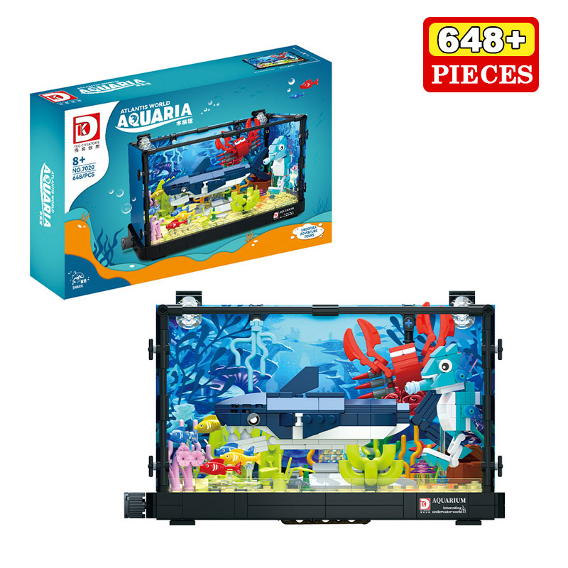 Aquarium Marine World - 648PCS 상어 생태계 탱크 블록 해양