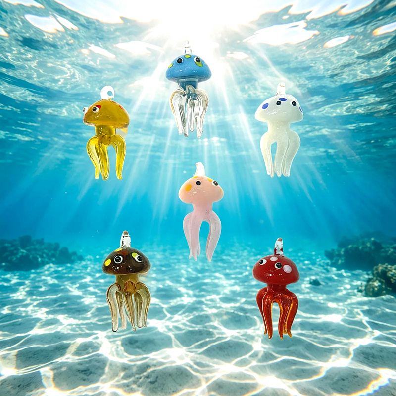 컬러 미니 유리 해파리 펜던트 귀여운 해양생물 장식 액 - Marine Life Aquariums 리뷰 및 가격