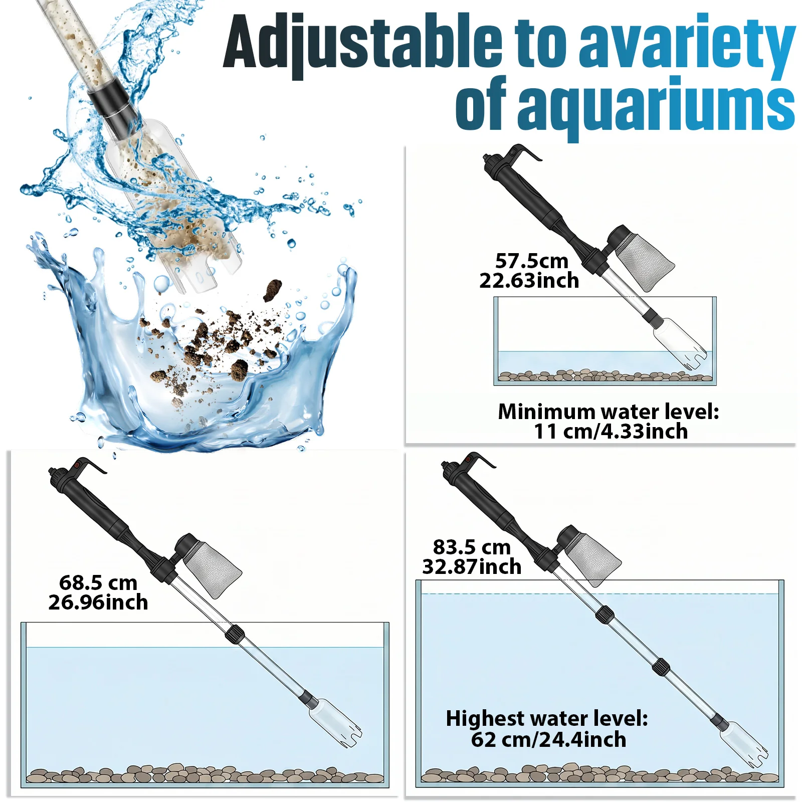 수족관 진공 자갈 청소기 3 in 1 어항 진공청소기  - Aquarium Marine Sand 리뷰 및 가격