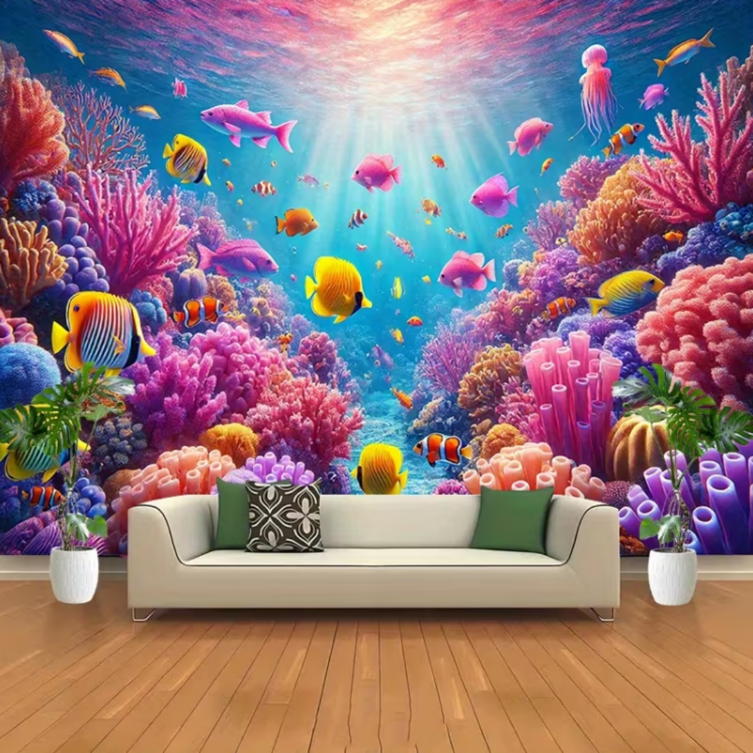 해저 세계 해양 생물 테마 배경 장식 해저 물고기 산호 - Aquarium Marine World 리뷰 및 가격